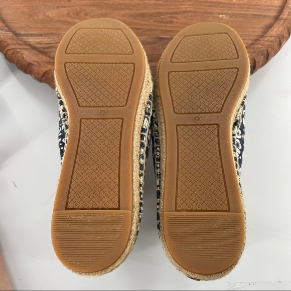 Tory Burch Risa Navy Blue Floral Print Espadrilles Shoes size 8 - Picture 11 of 14
